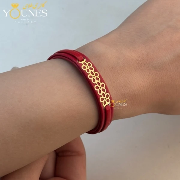 دستبند طلا زنانه چرم گل L554